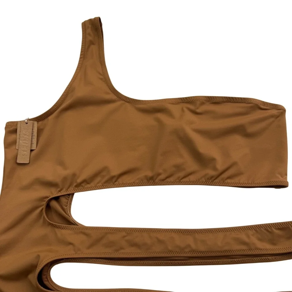 SKIMS Swim One Shoulder Monokini Almond‎ 3X